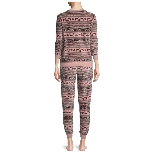 New Womens 2 Piece Pajama Set PJs Deer Fairisle Size XL - Picture 3 of 13